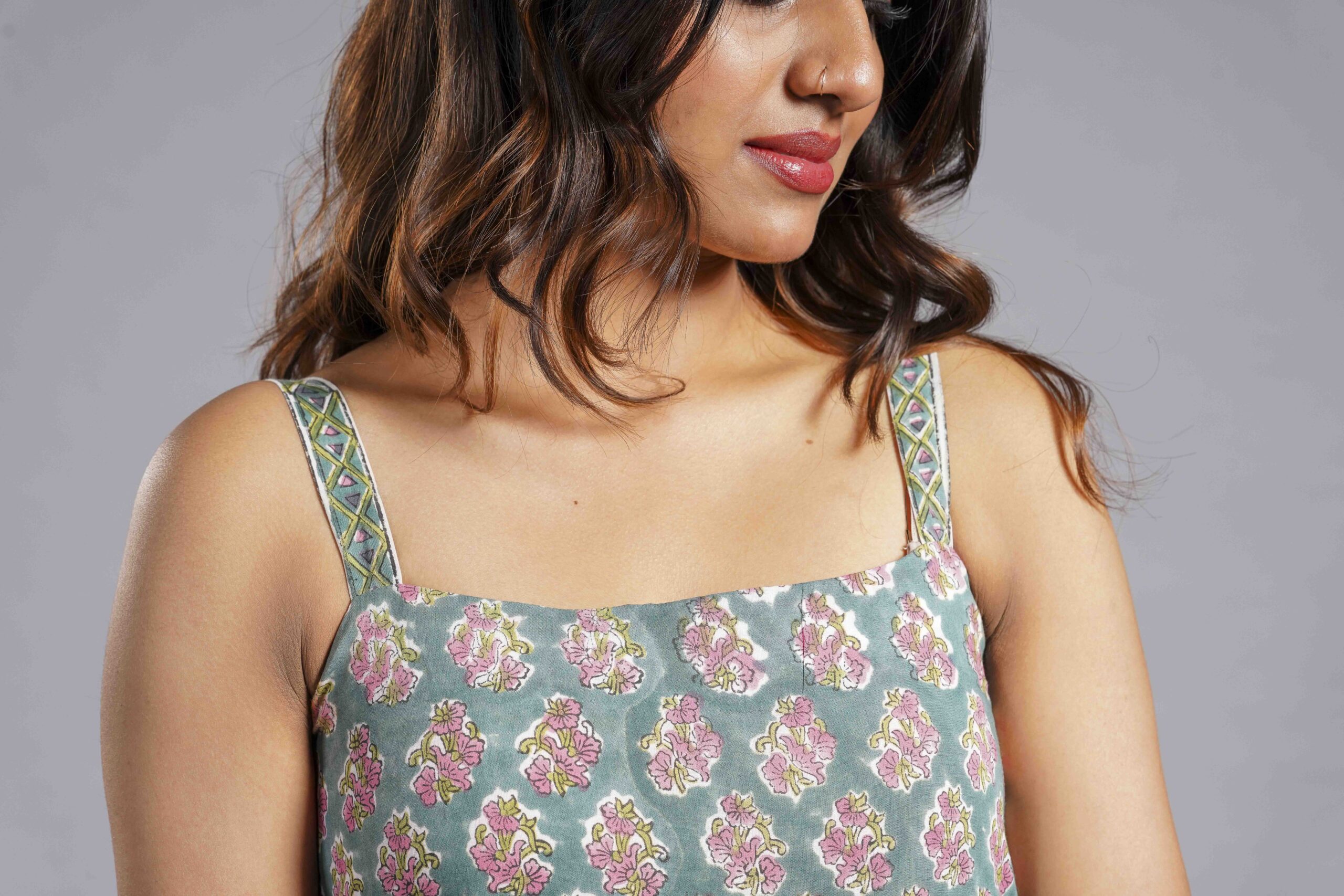 Mint Blossom Sanganeri Midi Dress - Image 2