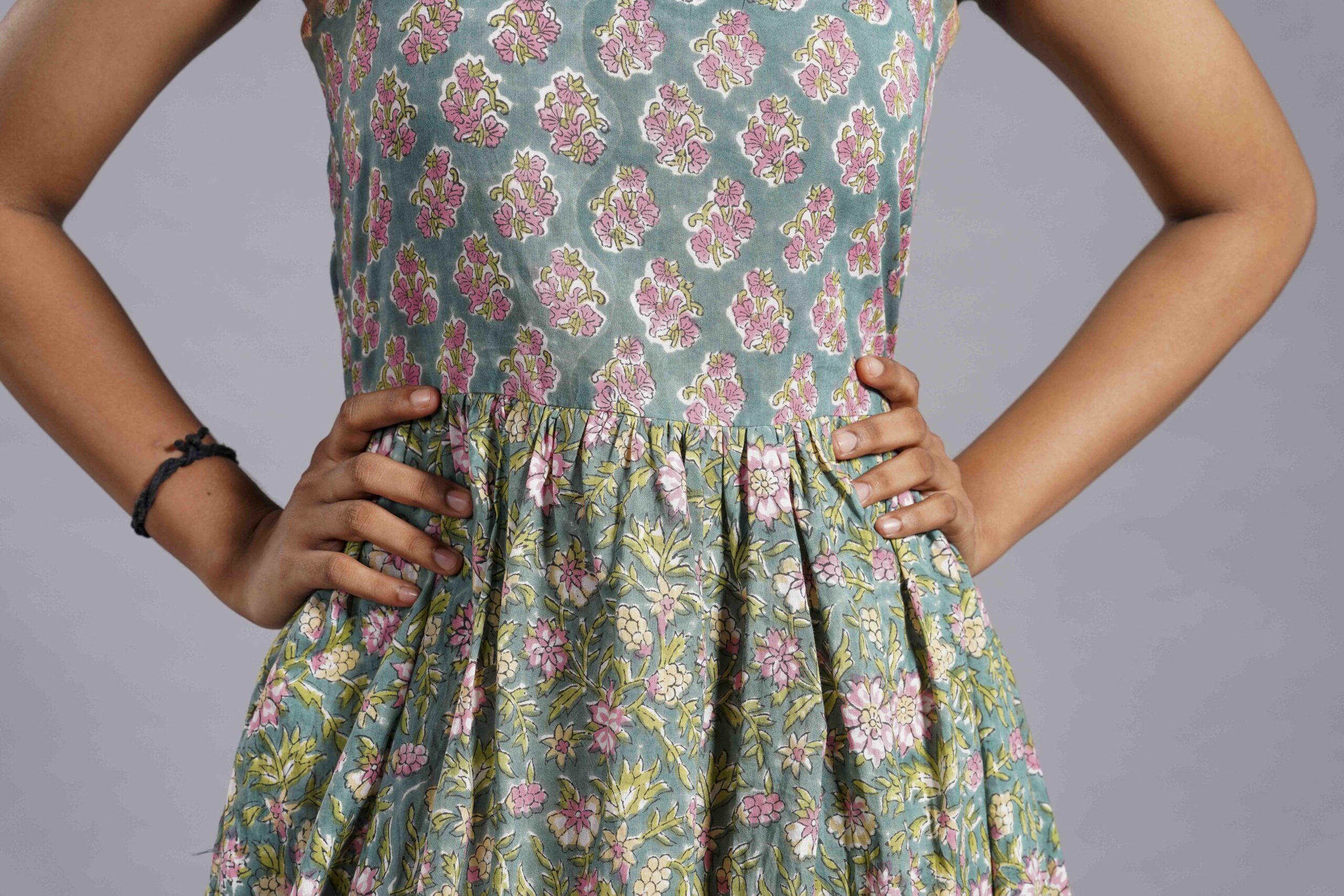 Mint Blossom Sanganeri Midi Dress - Image 3