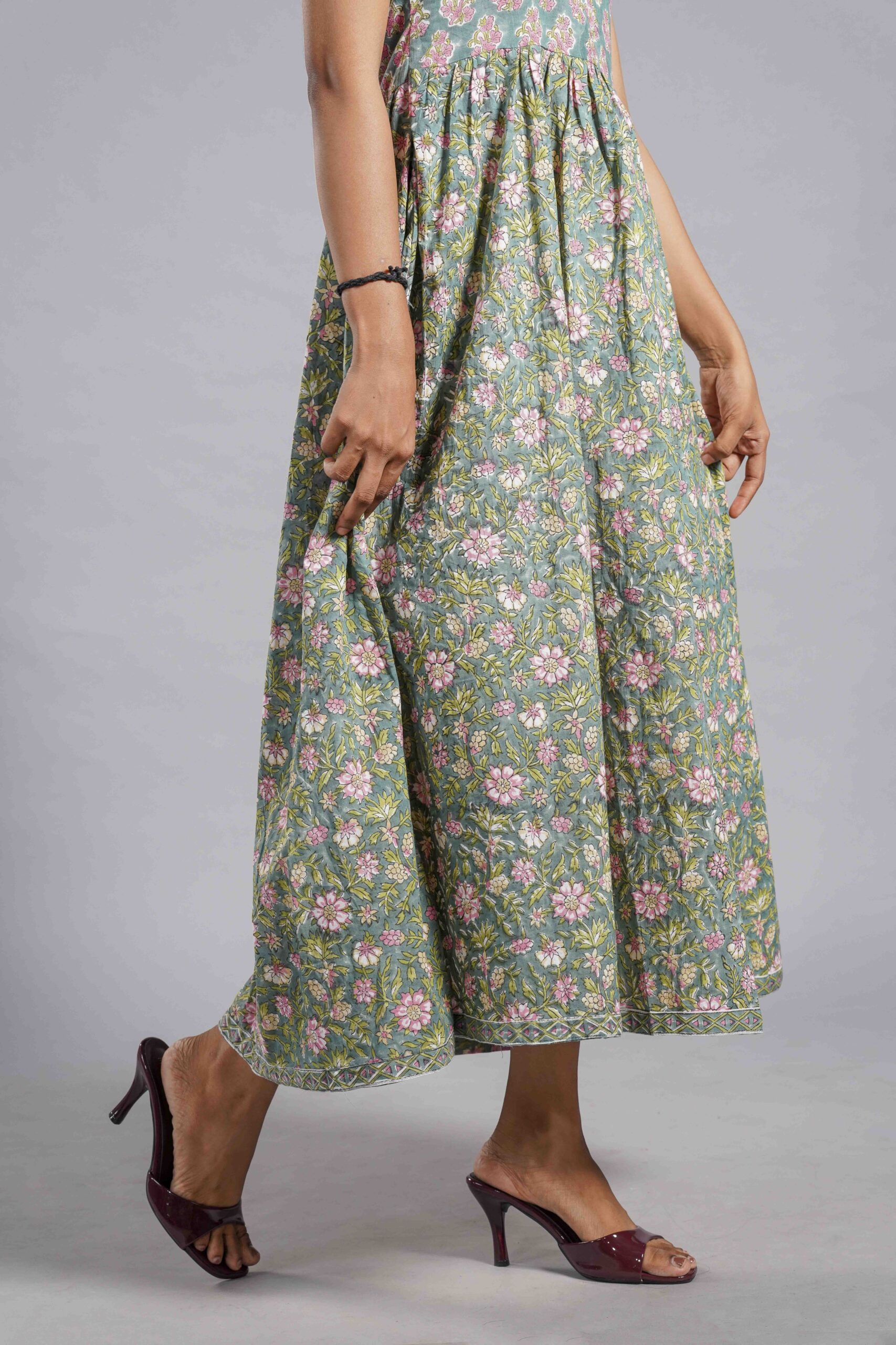 Mint Blossom Sanganeri Midi Dress - Image 5