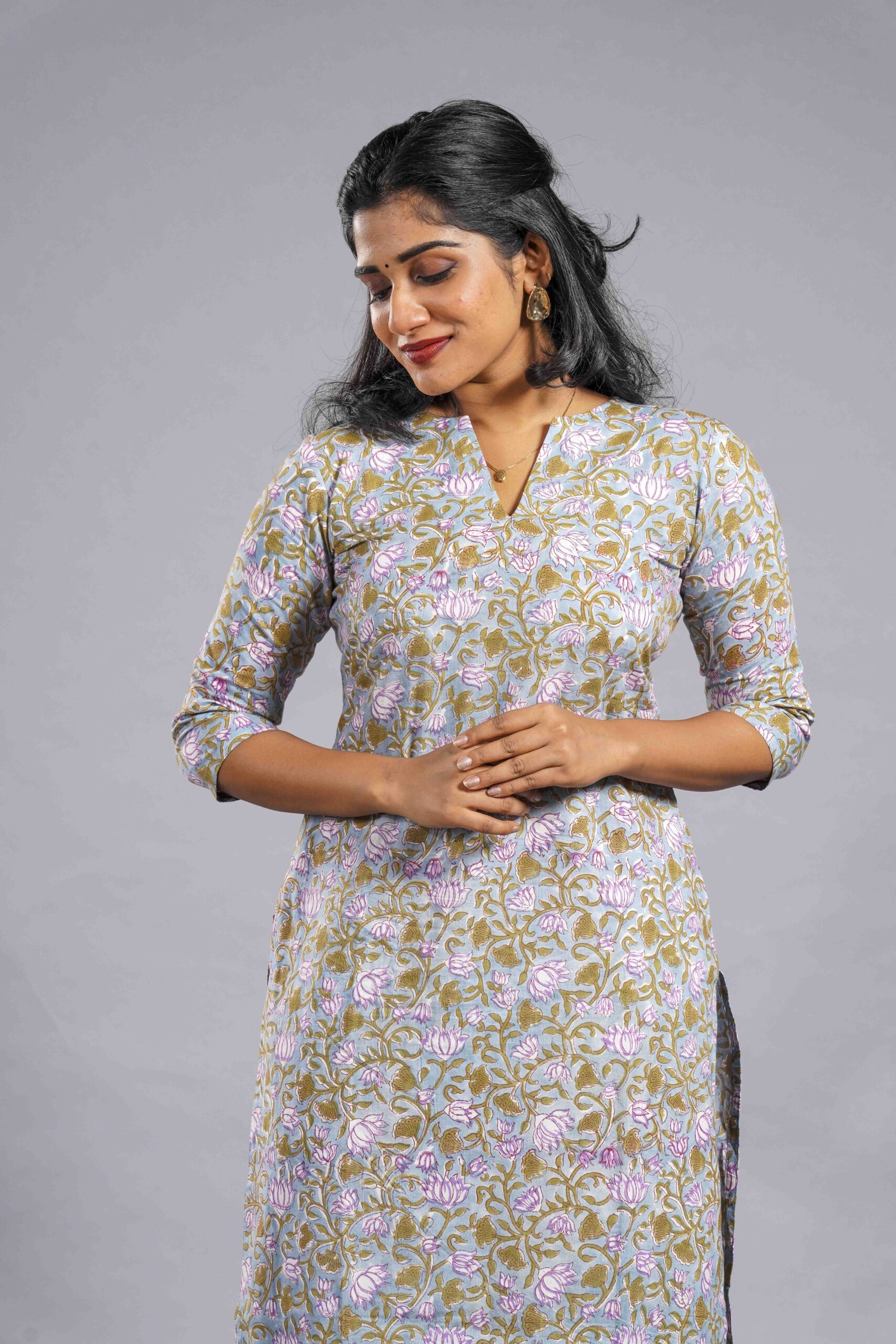Pastel Sanganeri Vine Kurta Set - Image 4