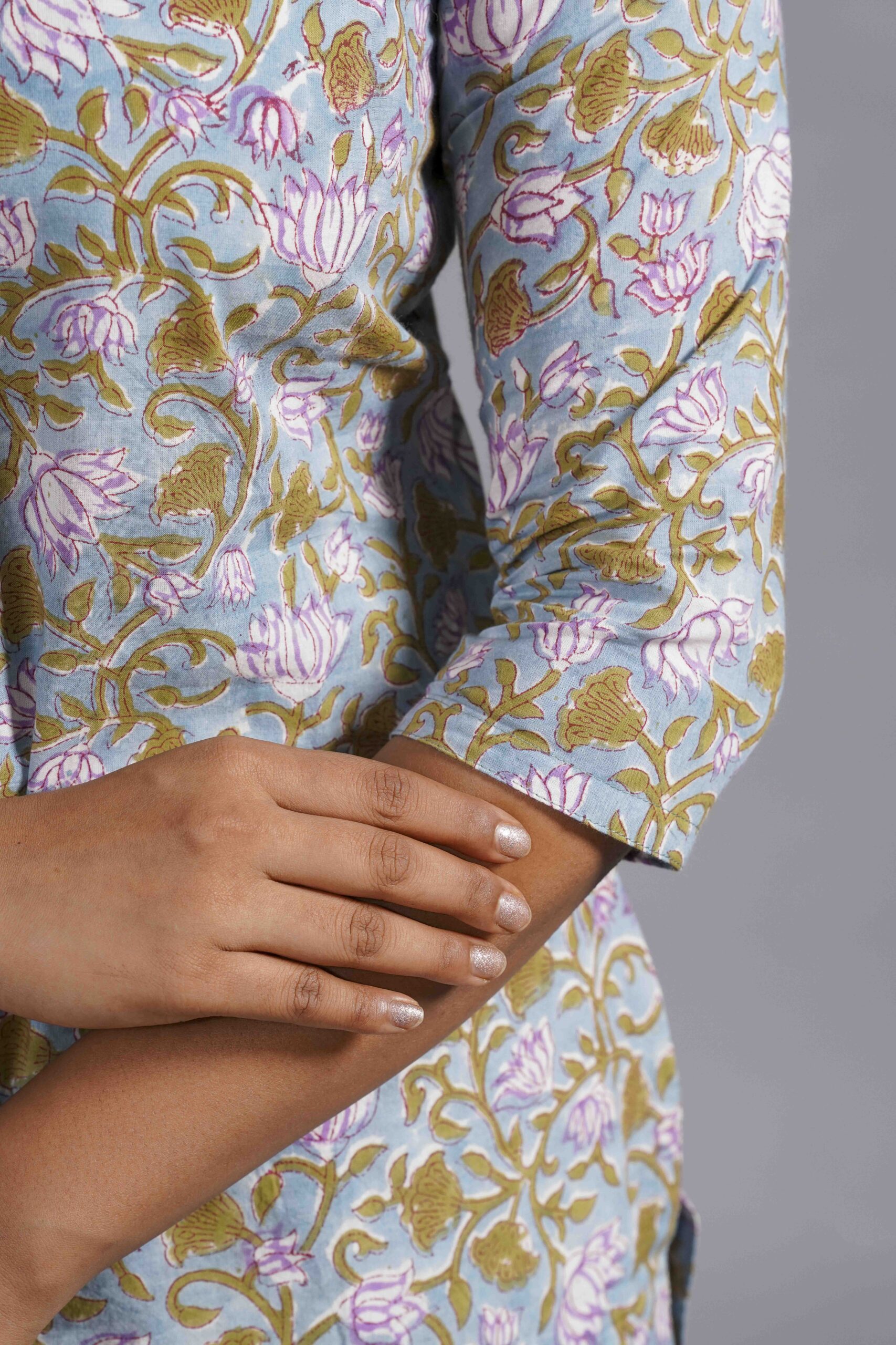 Pastel Sanganeri Vine Kurta Set - Image 3