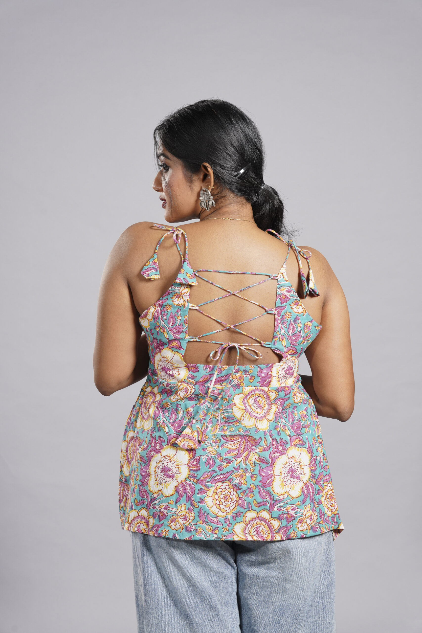 Teal Floral Muse Top - Image 6