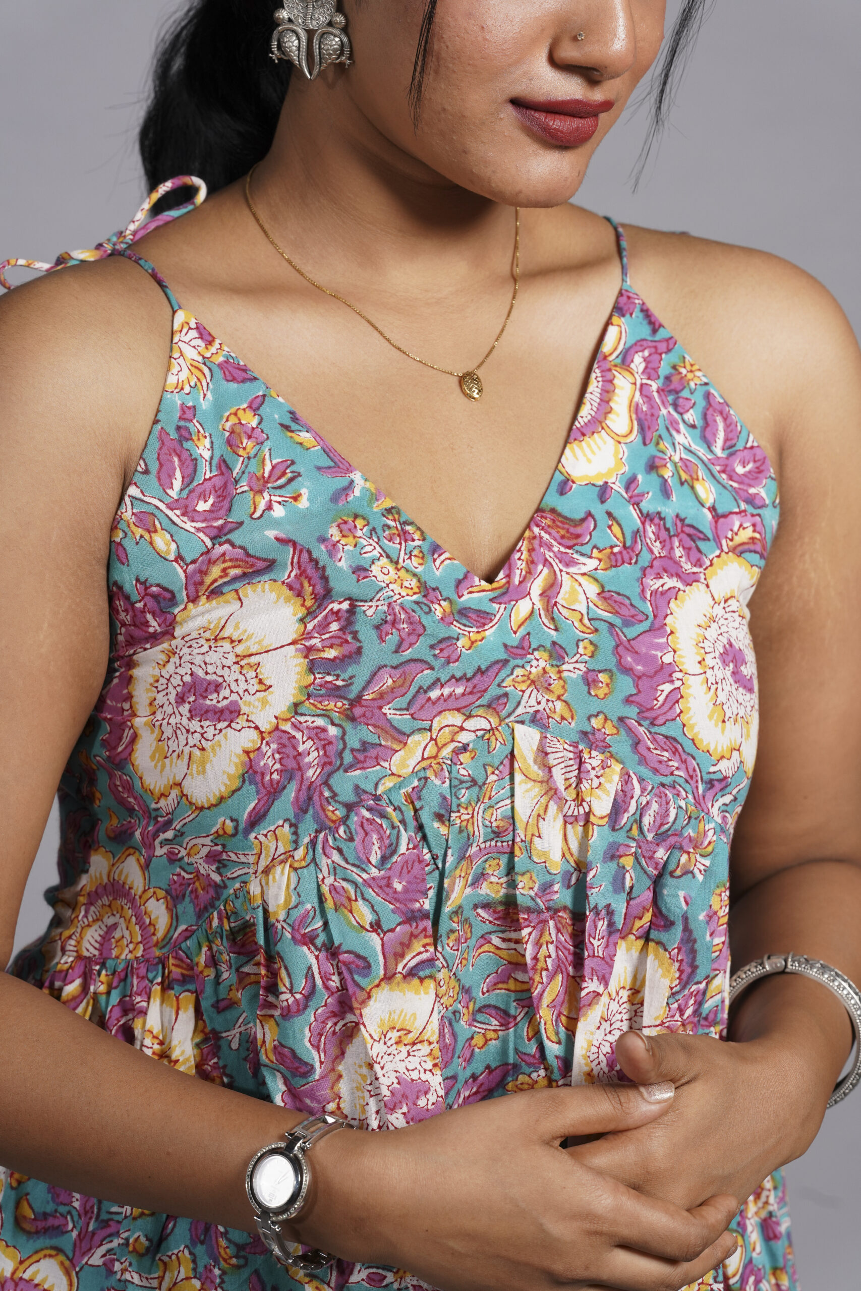 Teal Floral Muse Top - Image 2