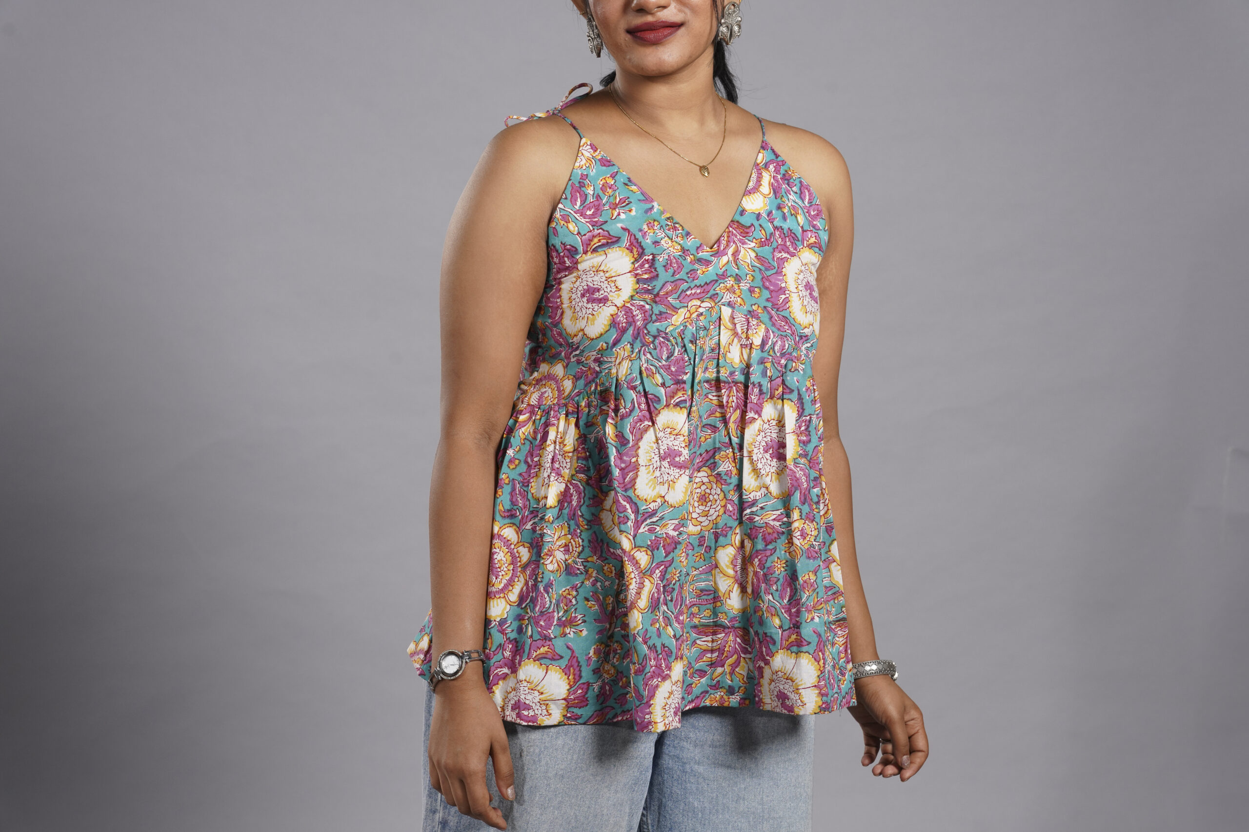 Teal Floral Muse Top - Image 5