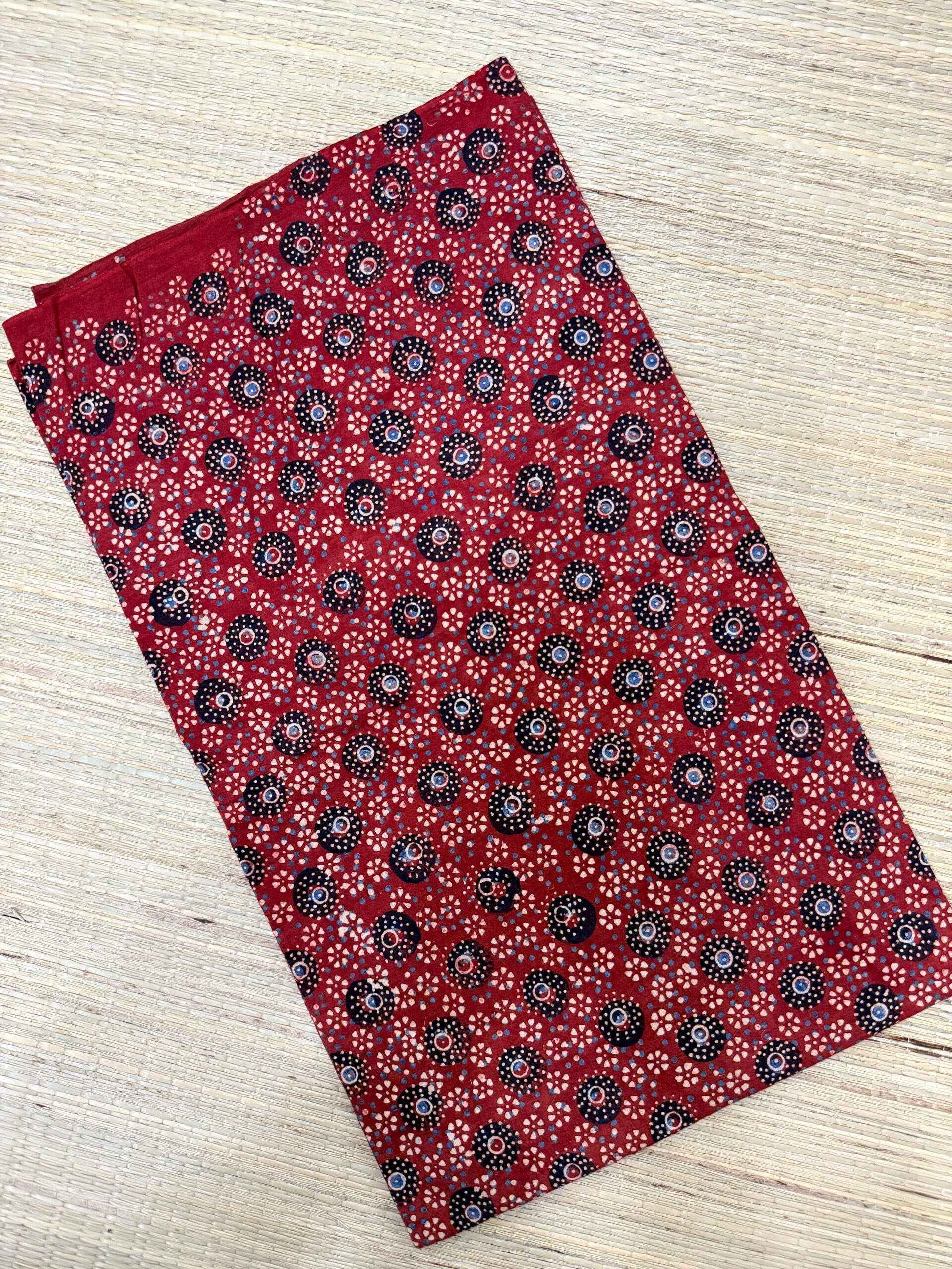Ajrakh Blockprint Natural Running Fabrics - Image 2
