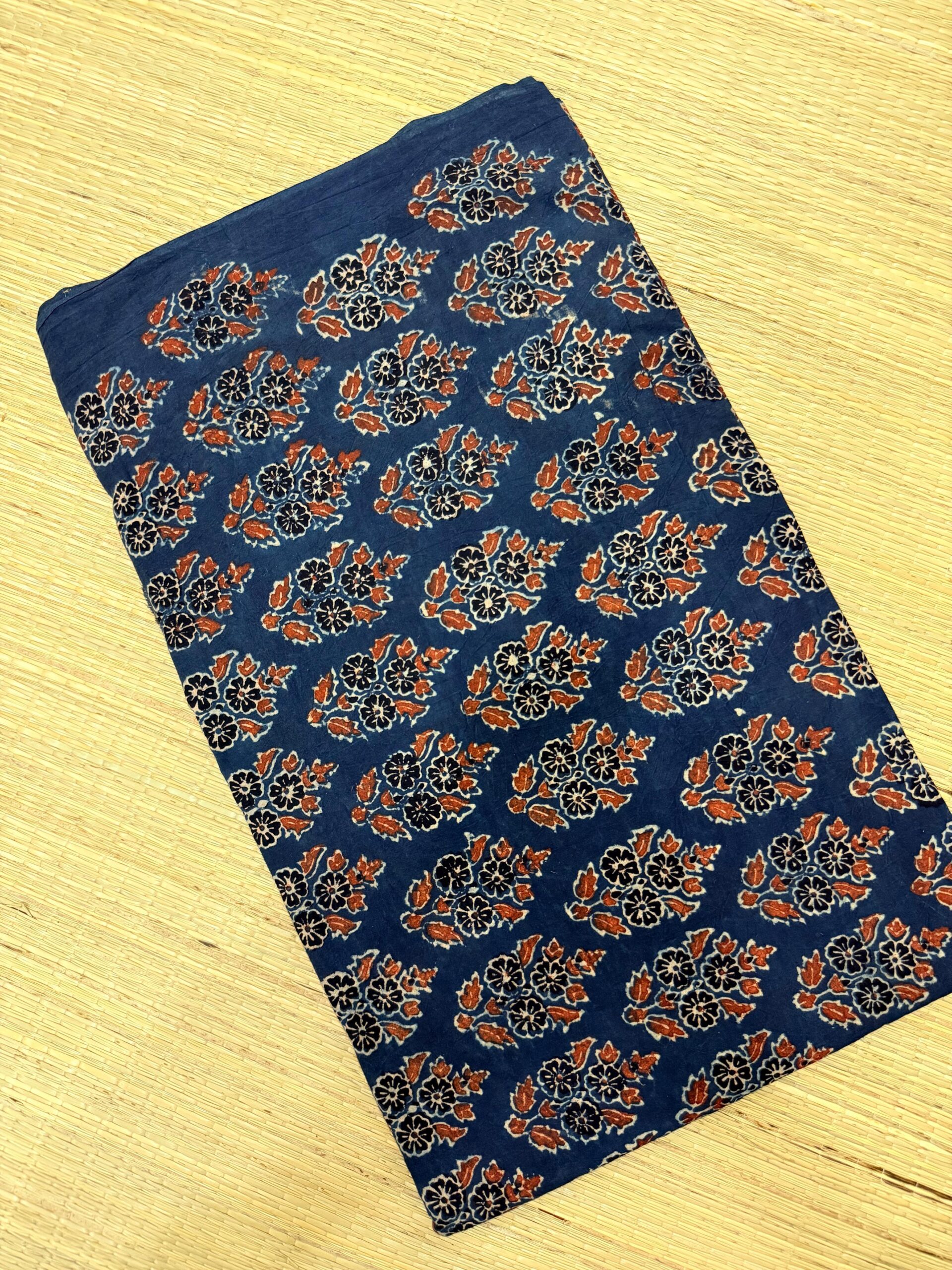 Ajrakh Blockprint Natural Running Fabrics - Image 2