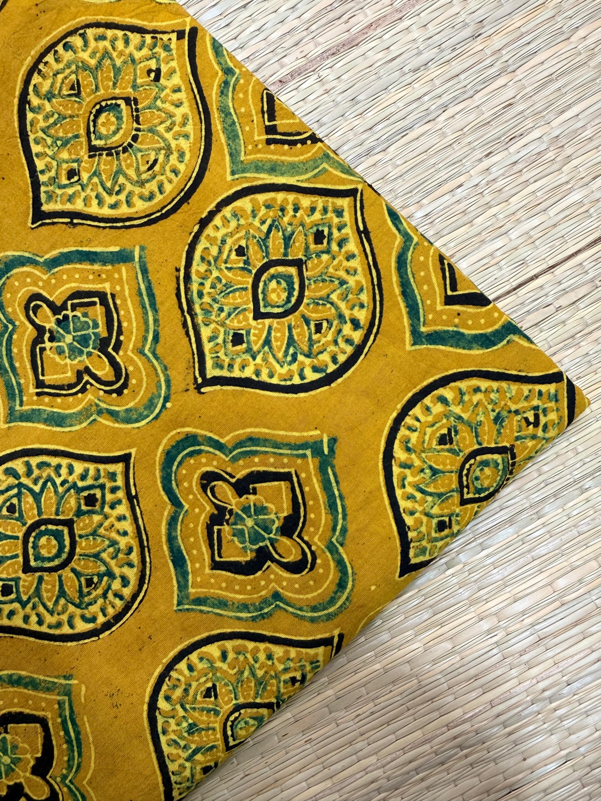 Ajrakh Blockprint Natural Running Fabrics