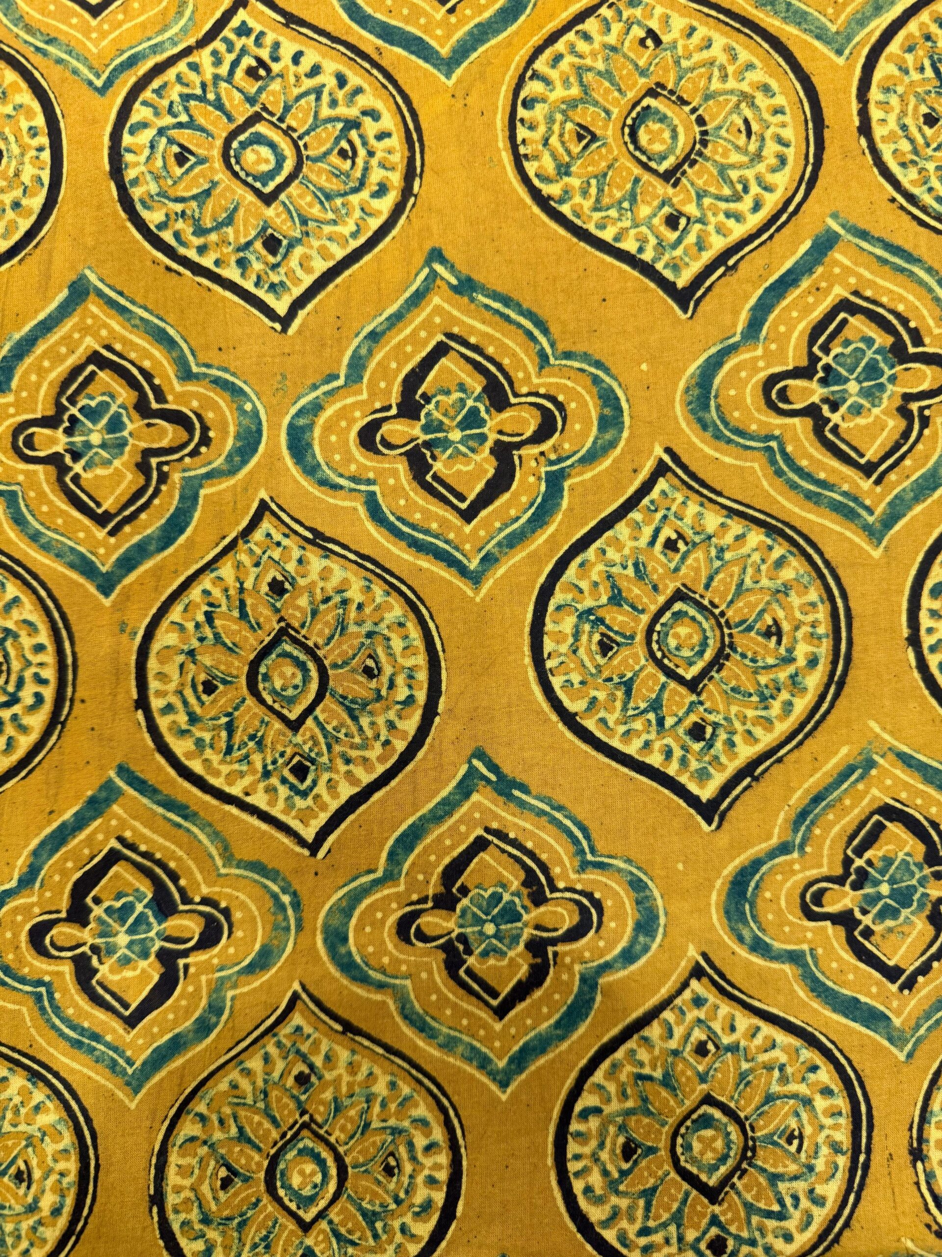 Ajrakh Blockprint Natural Running Fabrics - Image 3