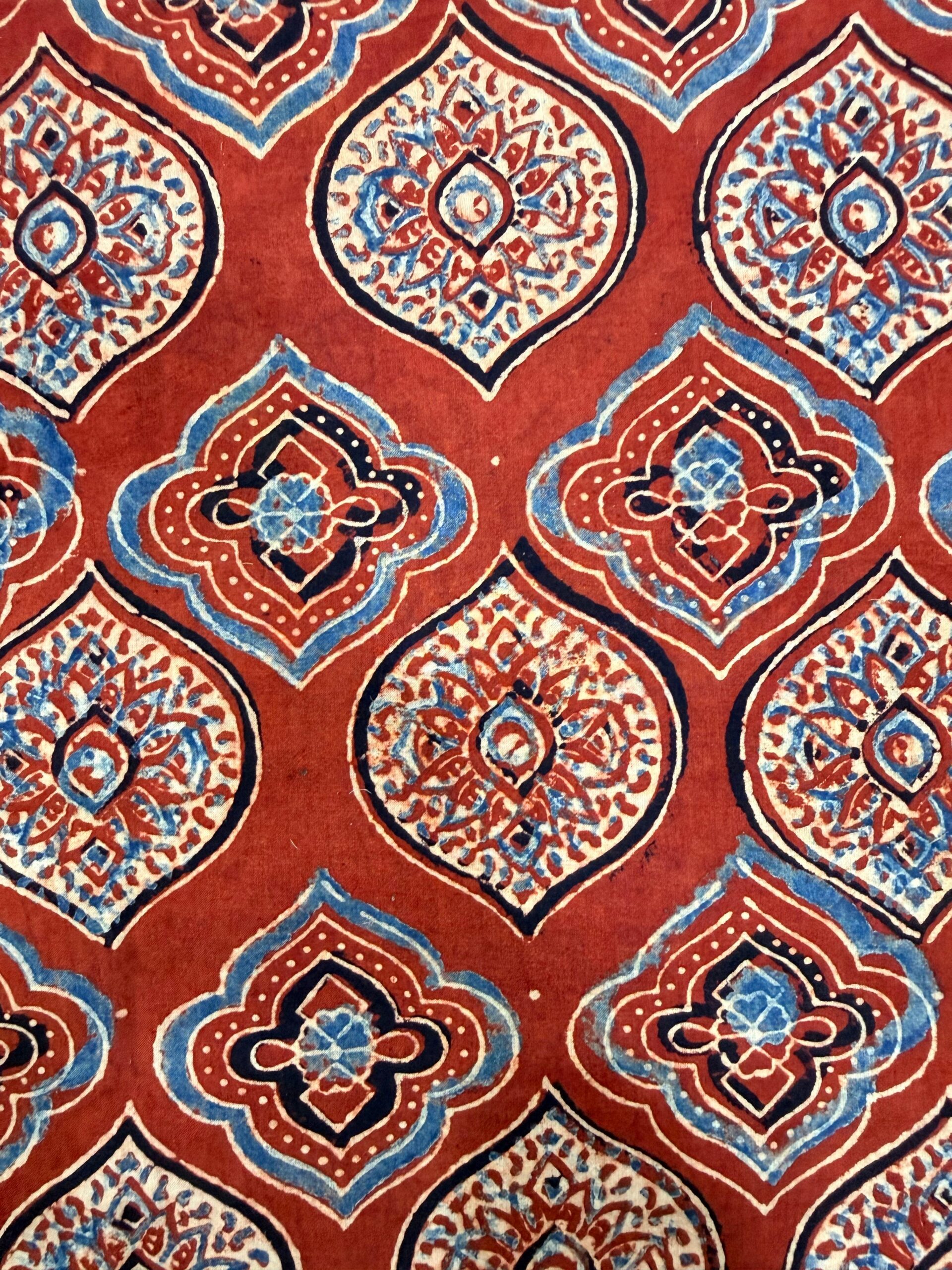 Ajrakh Blockprint Natural Running Fabrics - Image 3
