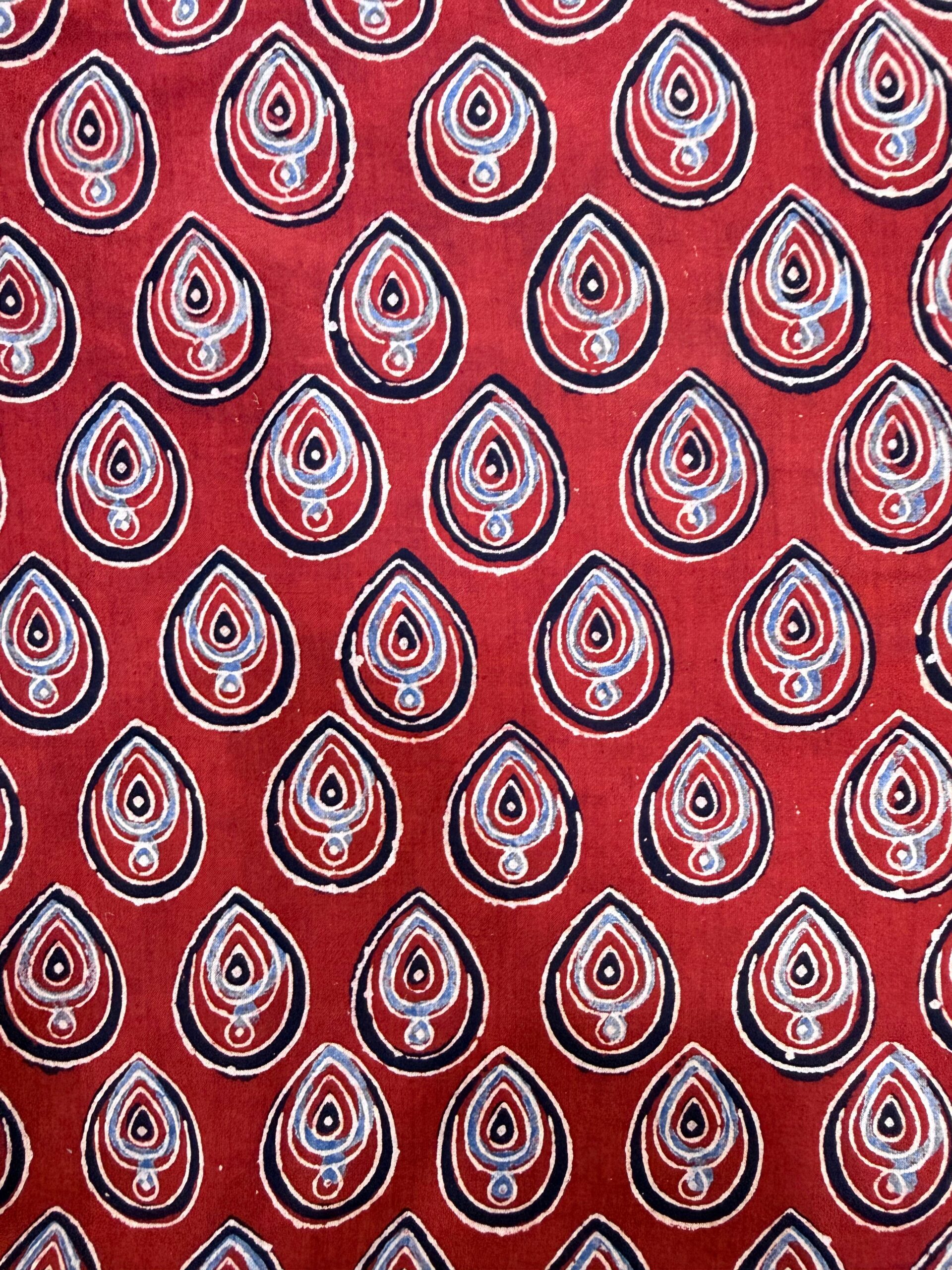 Ajrakh Blockprint Natural Running Fabrics - Image 3