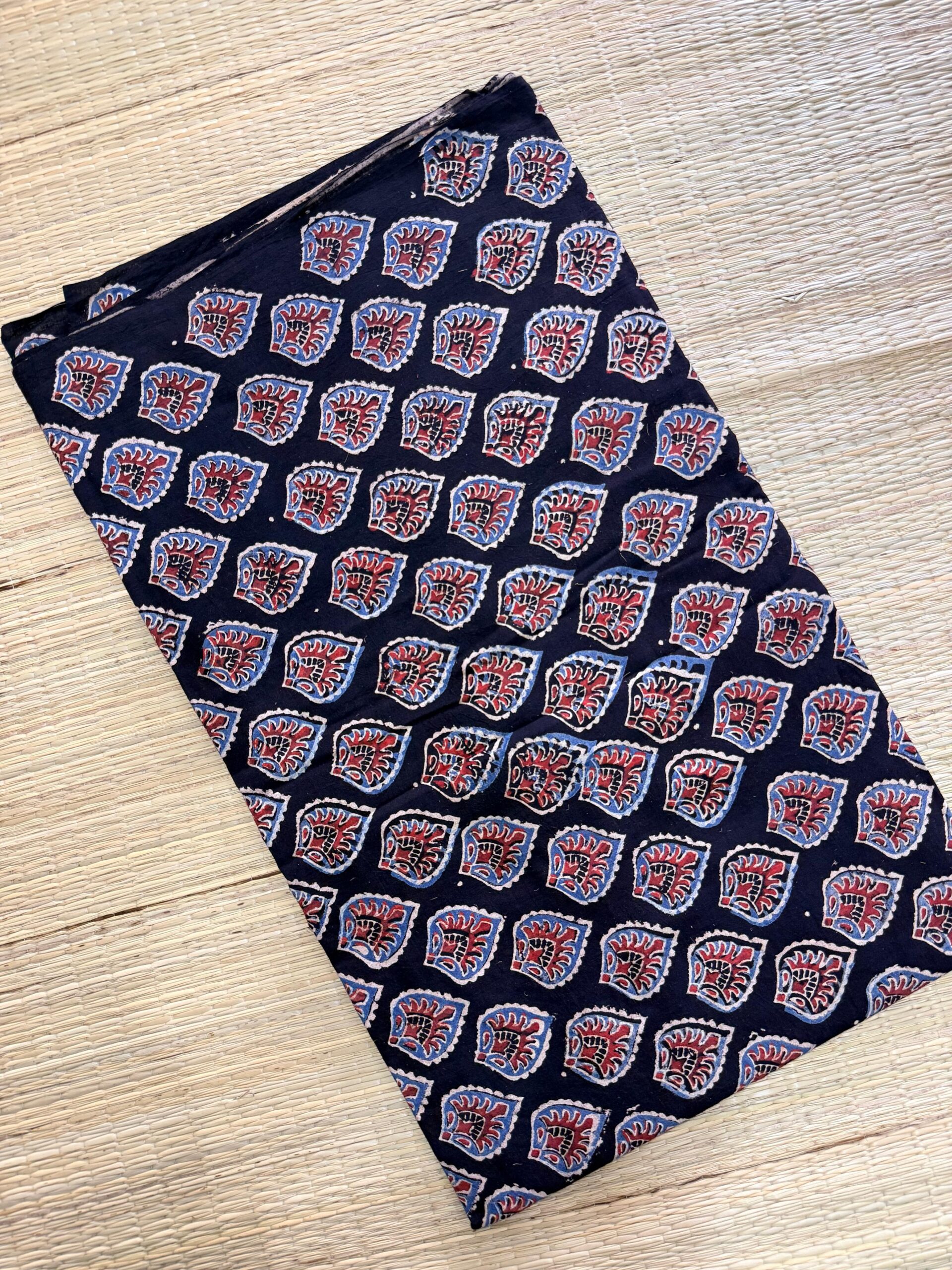 Ajrakh Blockprint Natural Running Fabrics - Image 2