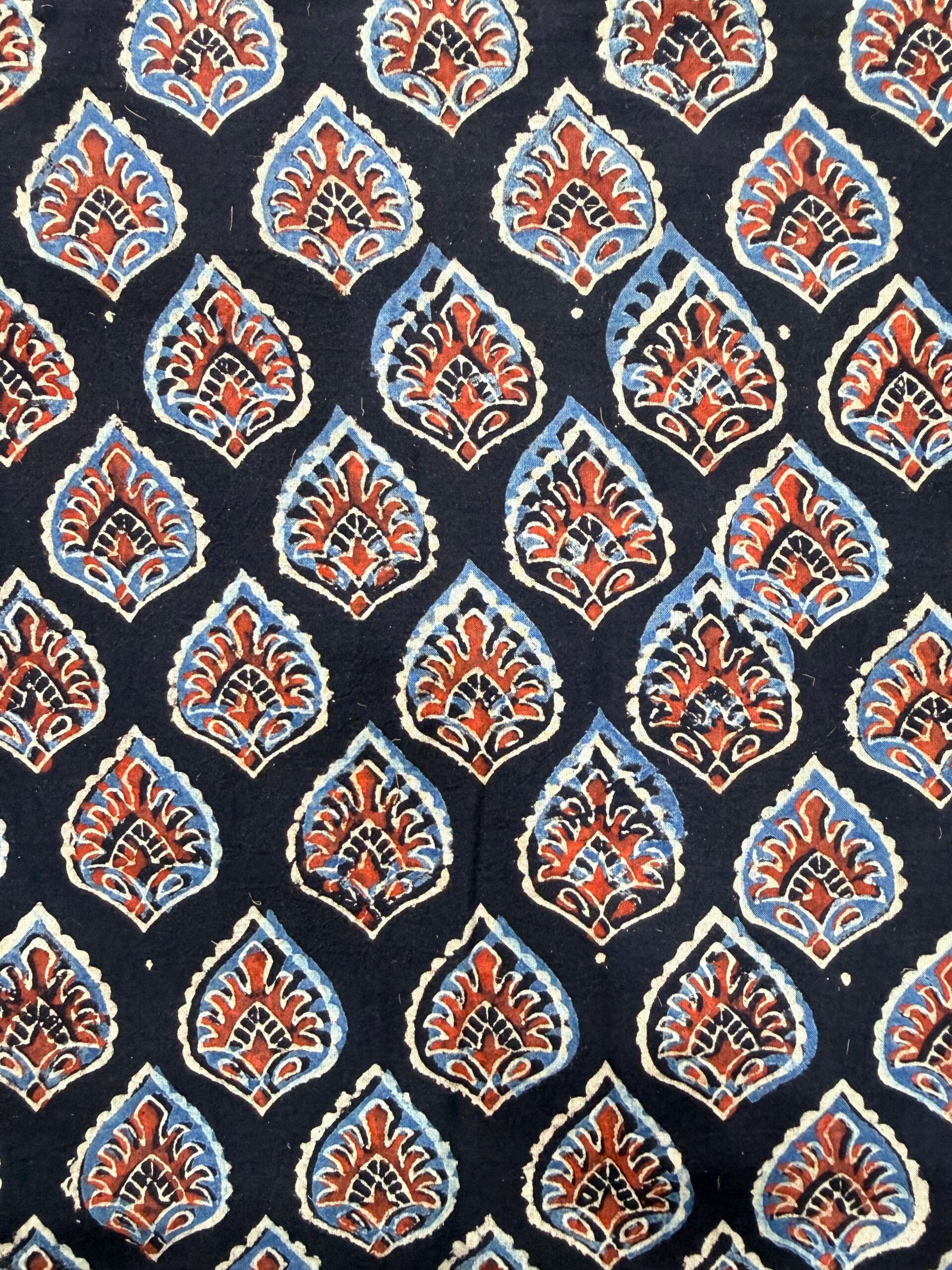 Ajrakh Blockprint Natural Running Fabrics - Image 3