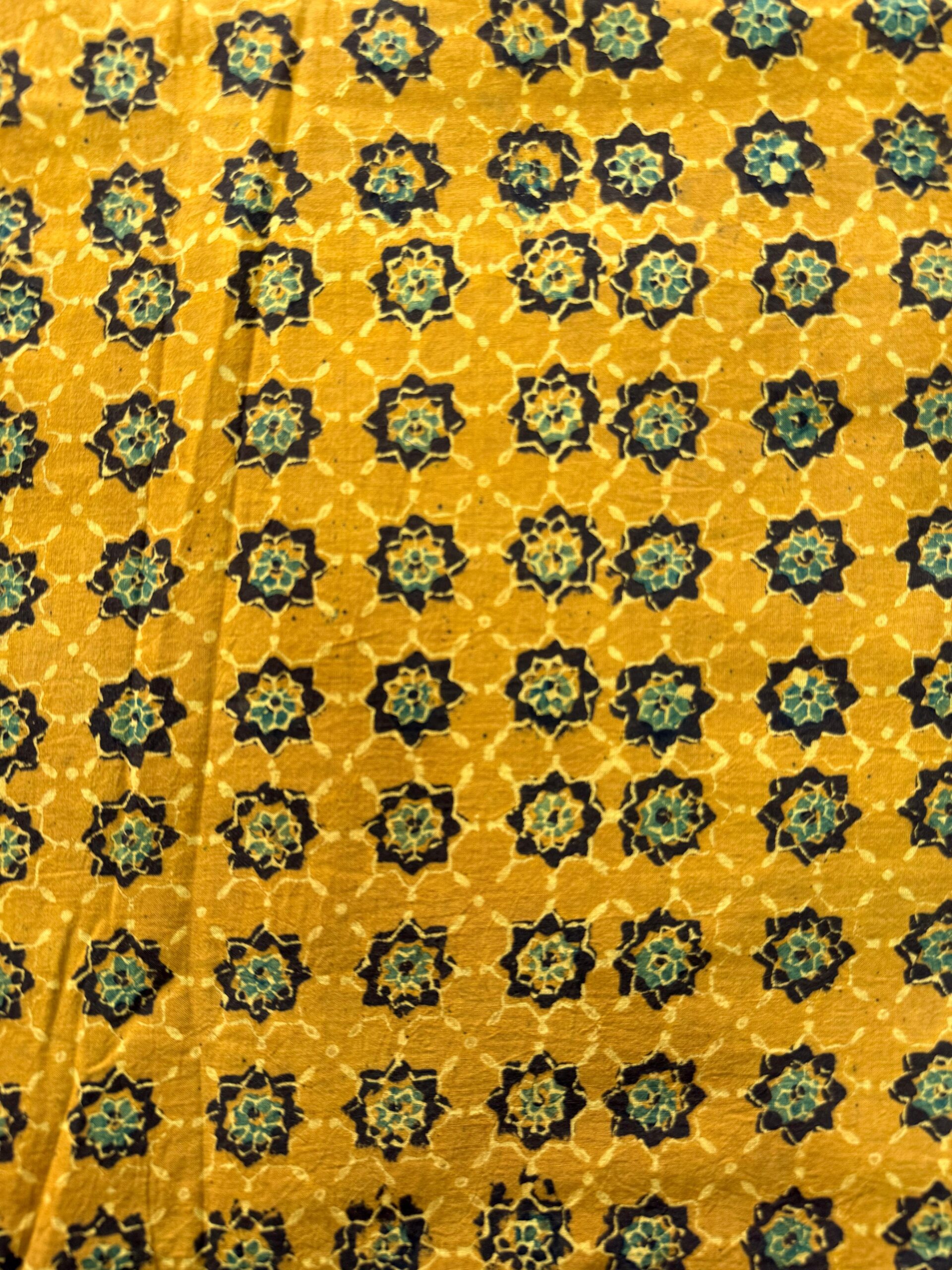 Ajrakh Blockprint Natural Running Fabrics - Image 3